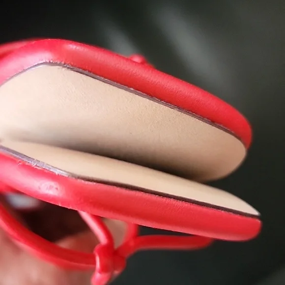 NEW Loeffler Randall Bright Red Knot-Strap Flat Sandals Size 9.5 - Picture 8 of 8